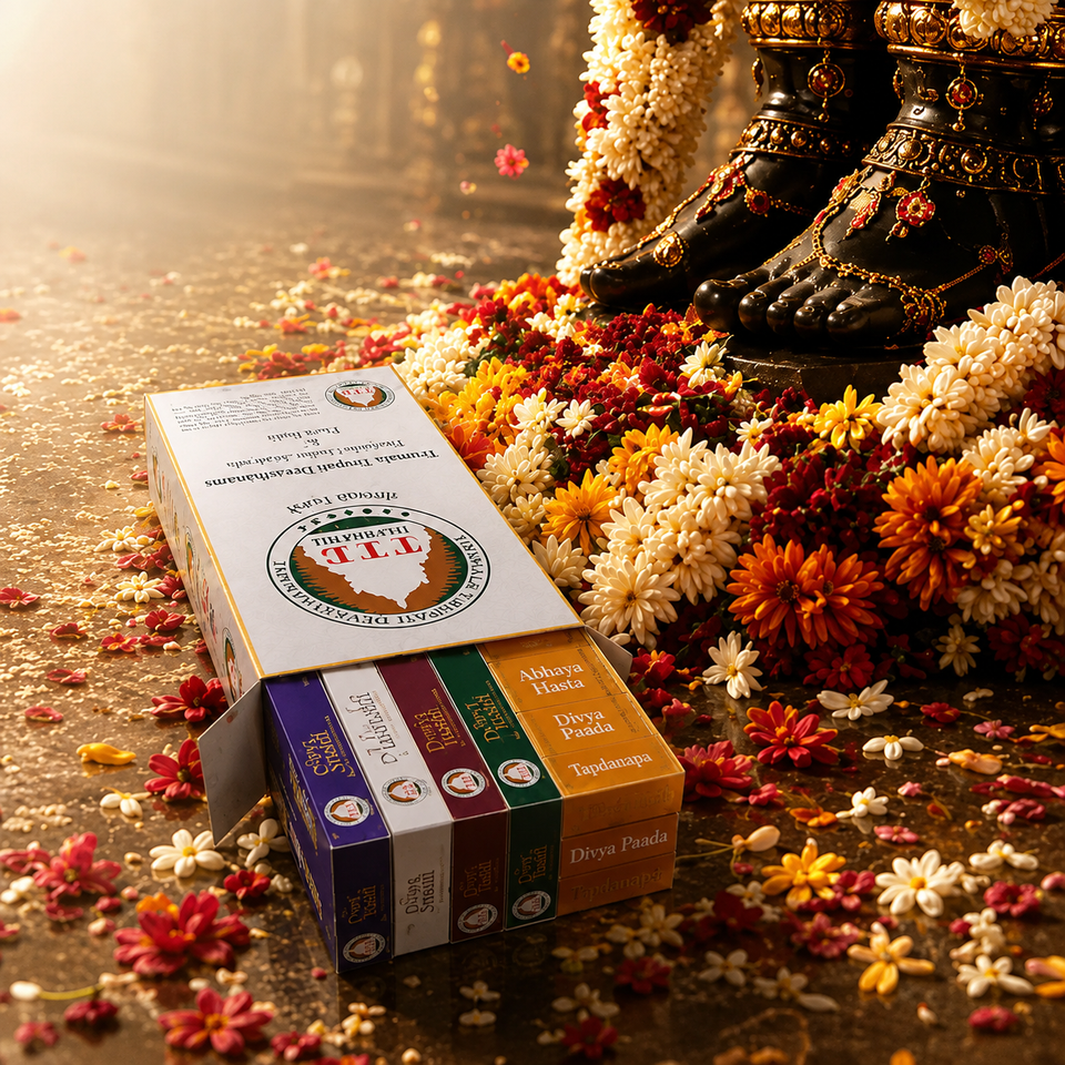 TTD Agarbatti Combo Box – 7 Hilsl Fragrances with Srivari Charan Paduka