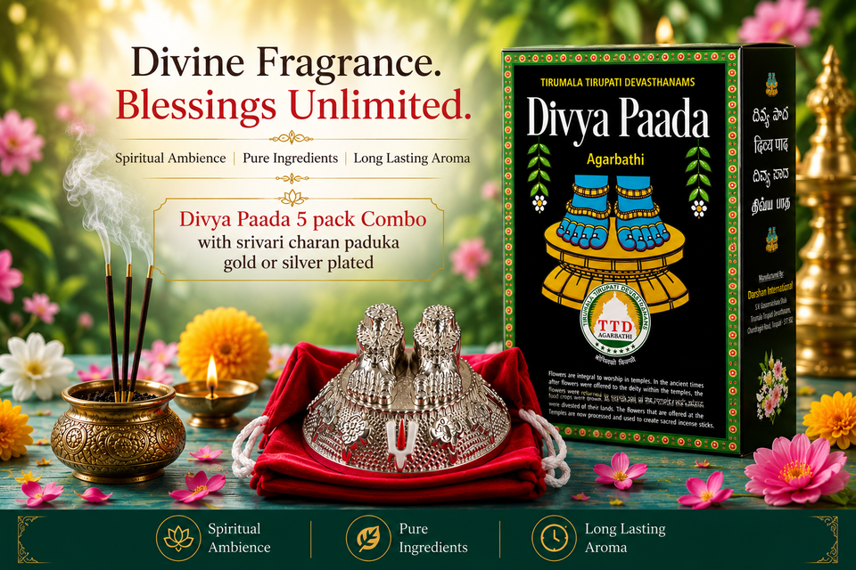 Divya Paada TTD Agarbatti – 5-Pack Combo with Srivari Charan Paduka